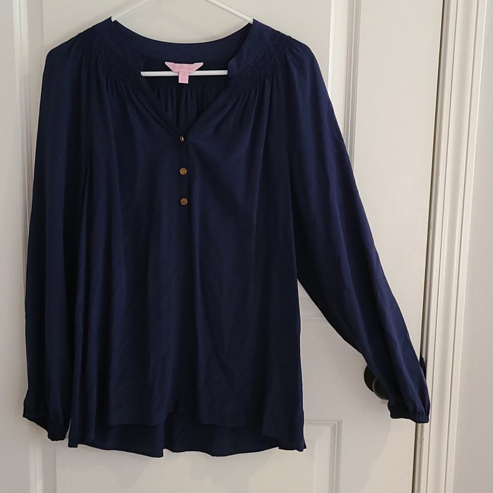 Lilly pulitzer navy Elsa long sleeve top sz m